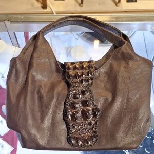 MooMoo Designs Brown Leather Shoulder Bag